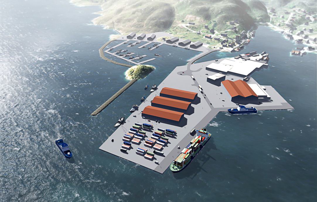 Illustrasjon av den planlagde hamna.